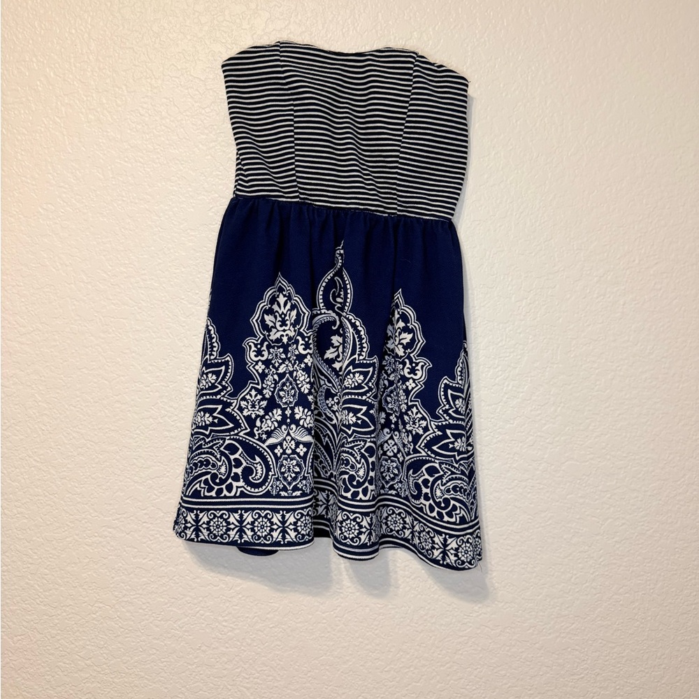 Navy and White Striped Kids Dress